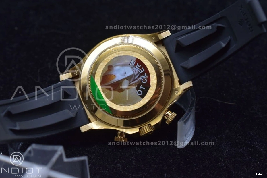 Best V2 116519 Case Rubber Strap 904L SA4130 Gold Daytona Black Clean SS Edition On 1:1 Dial 0418